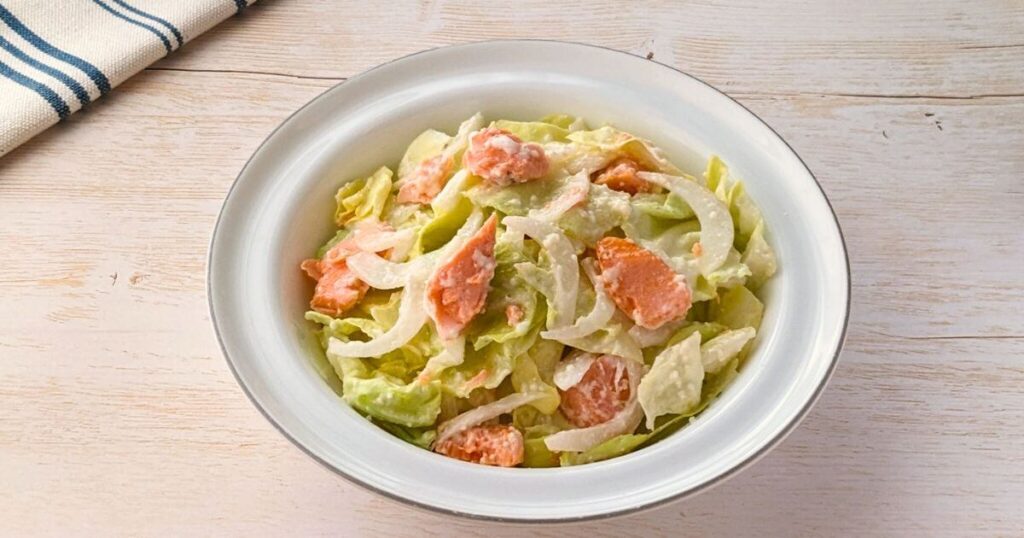 【レシピ】鮭と春野菜のヨーグルト和えサラダ