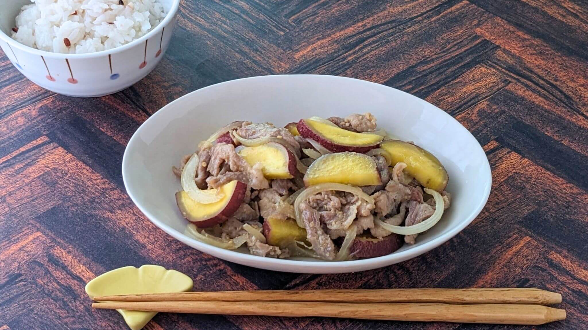 【レシピ】[下味調理・下味冷凍]豚肉とさつまいものはちみつ味噌炒め